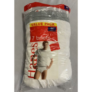 VTG 2006 HANES Cotton Briefs Underwear White Size 44 Value Pack- 7 Pair Mens NEW